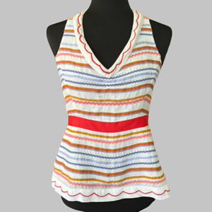 Anthropologie Odille Halter Top White Ribbon Y2K Size 2